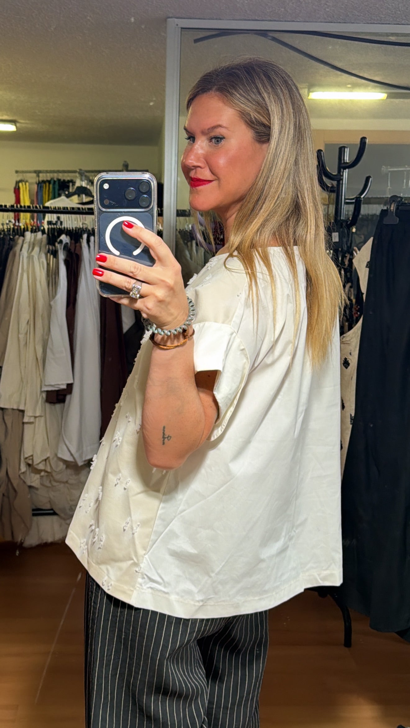 Blusa combinada con textura