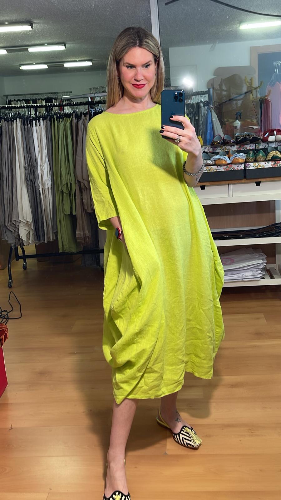 Vestido lino con mangas