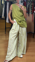 Pantalón palazzo rayas verde