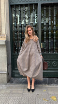 Vestido vichy marrón