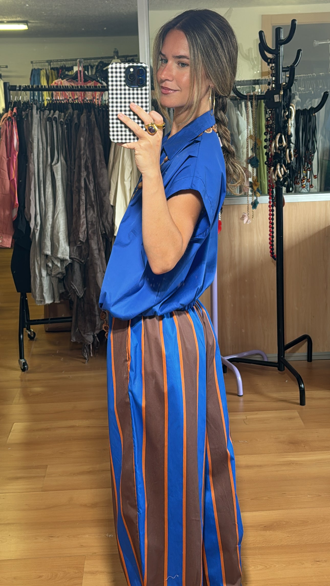 Pantalones bombacho a rayas
