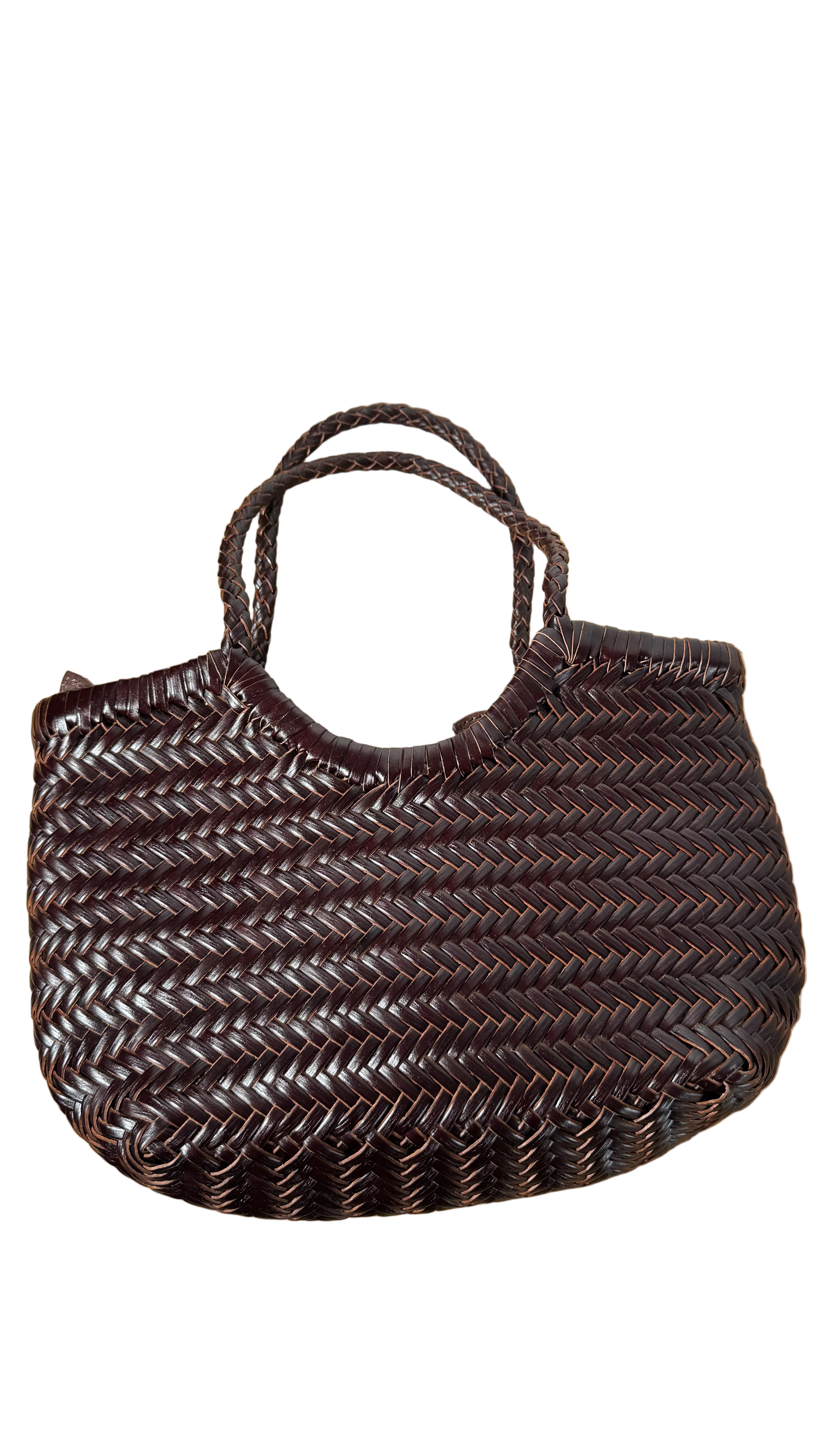 Bolso de piel trenzada marrón