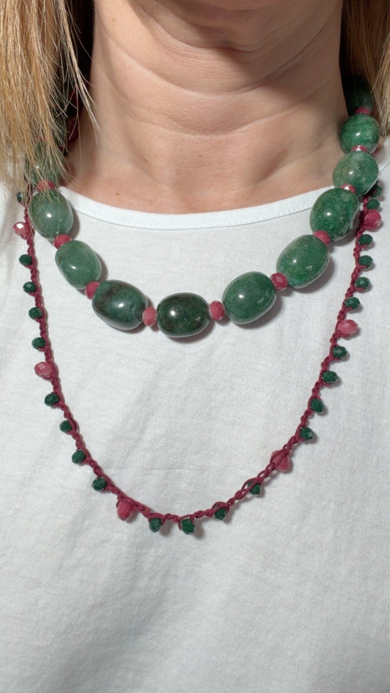 Collar doble aventurina y cristal