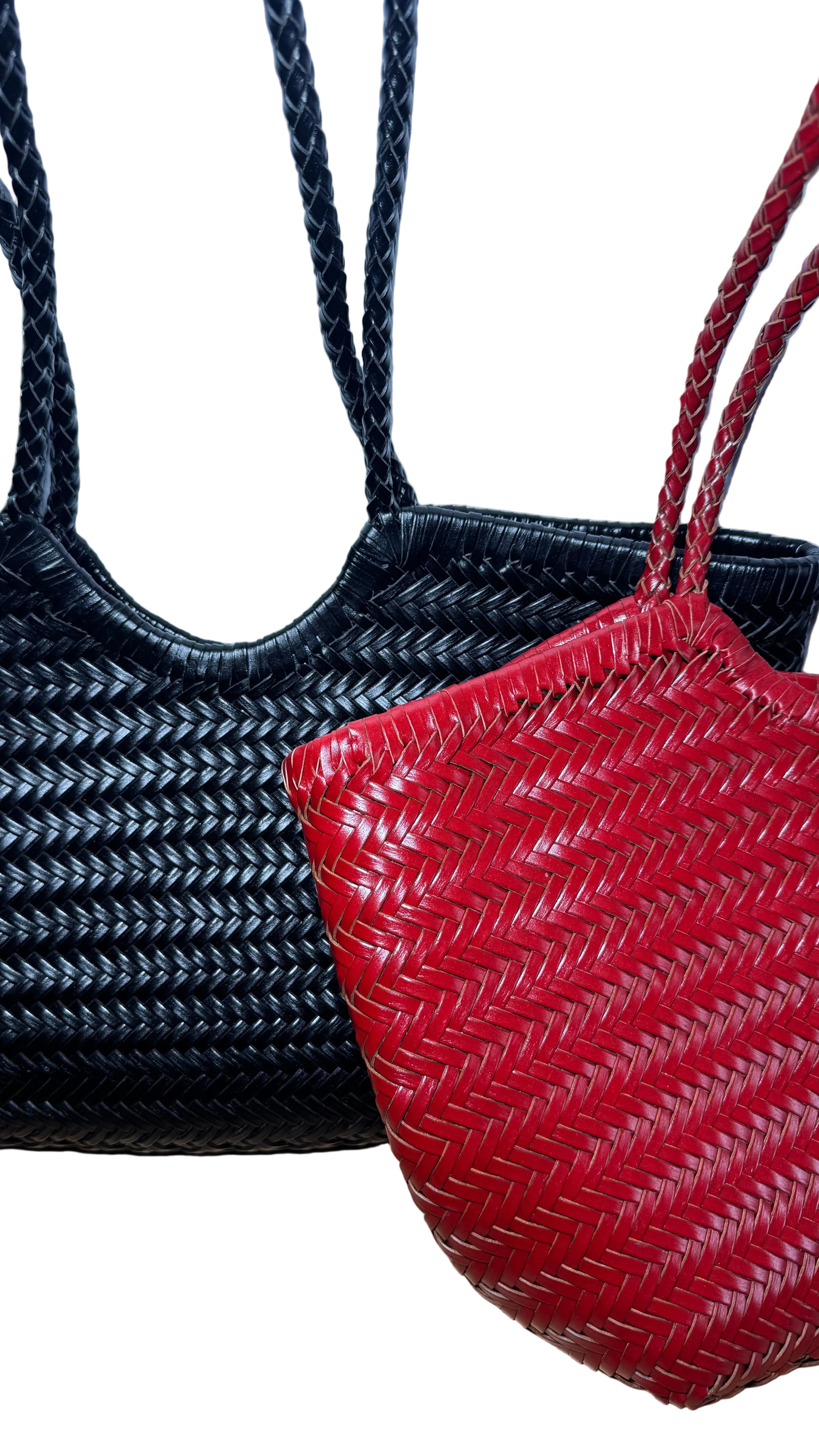 Bolso de piel trenzada negro