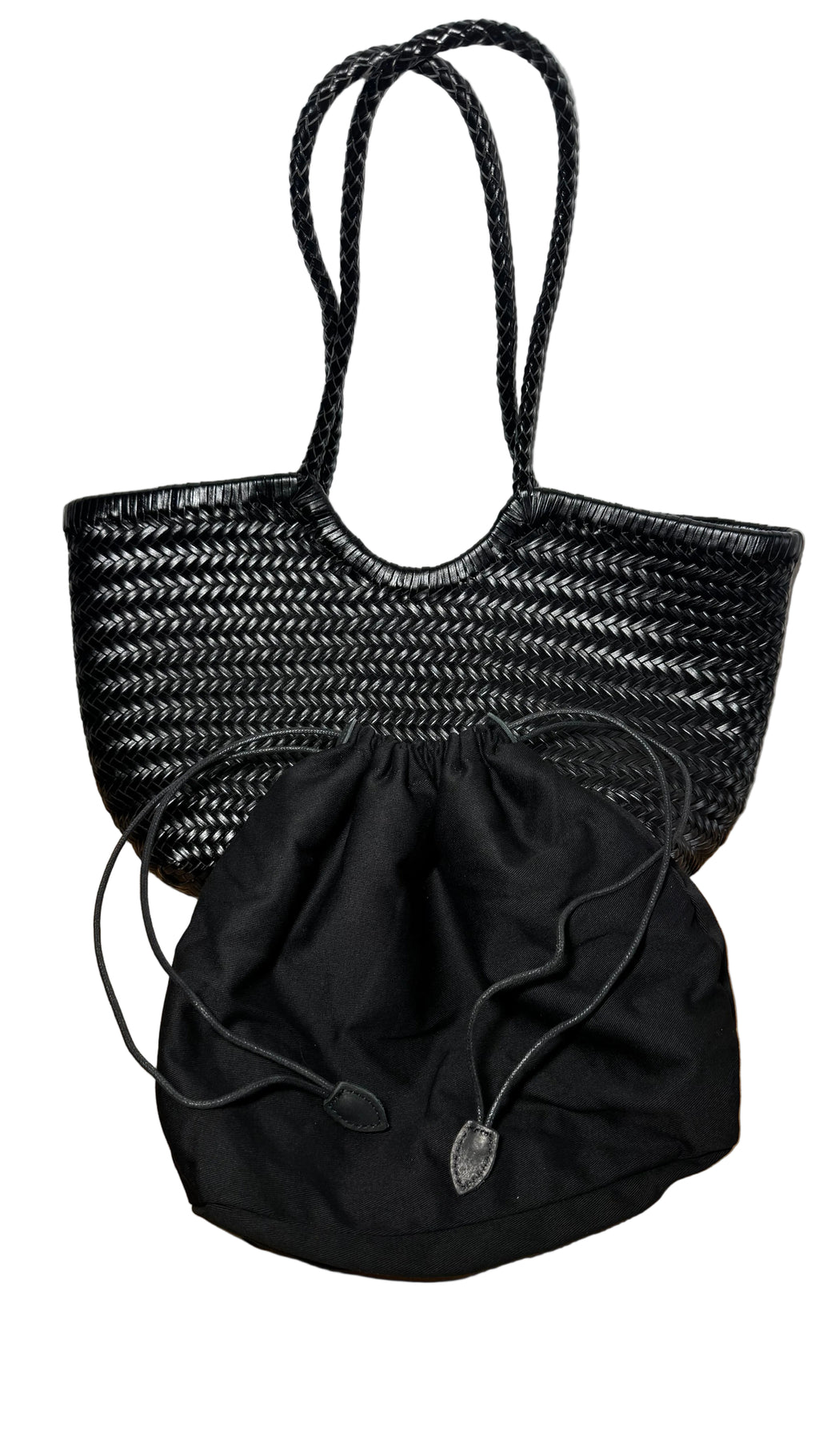 Bolso de piel trenzada negro