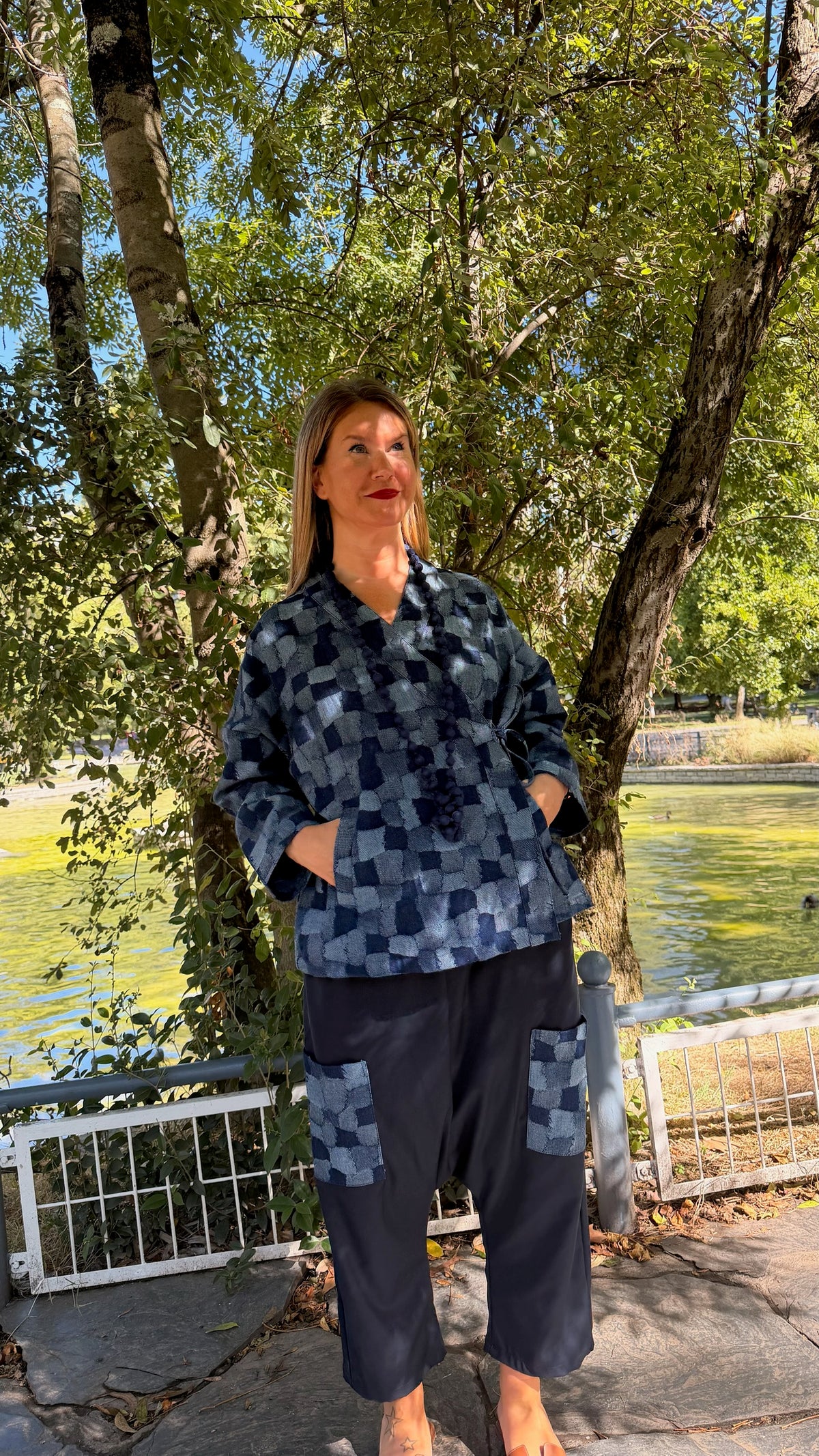 Chaqueta cruzada Patchwork