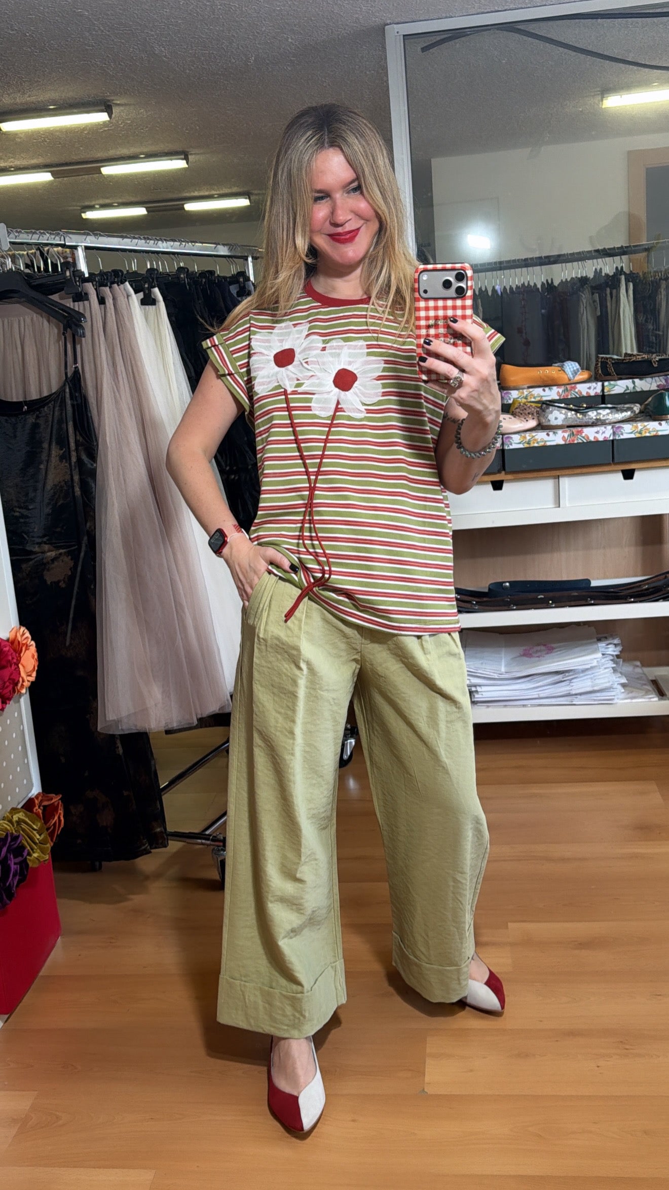 Pantalón pinzas verde oliva