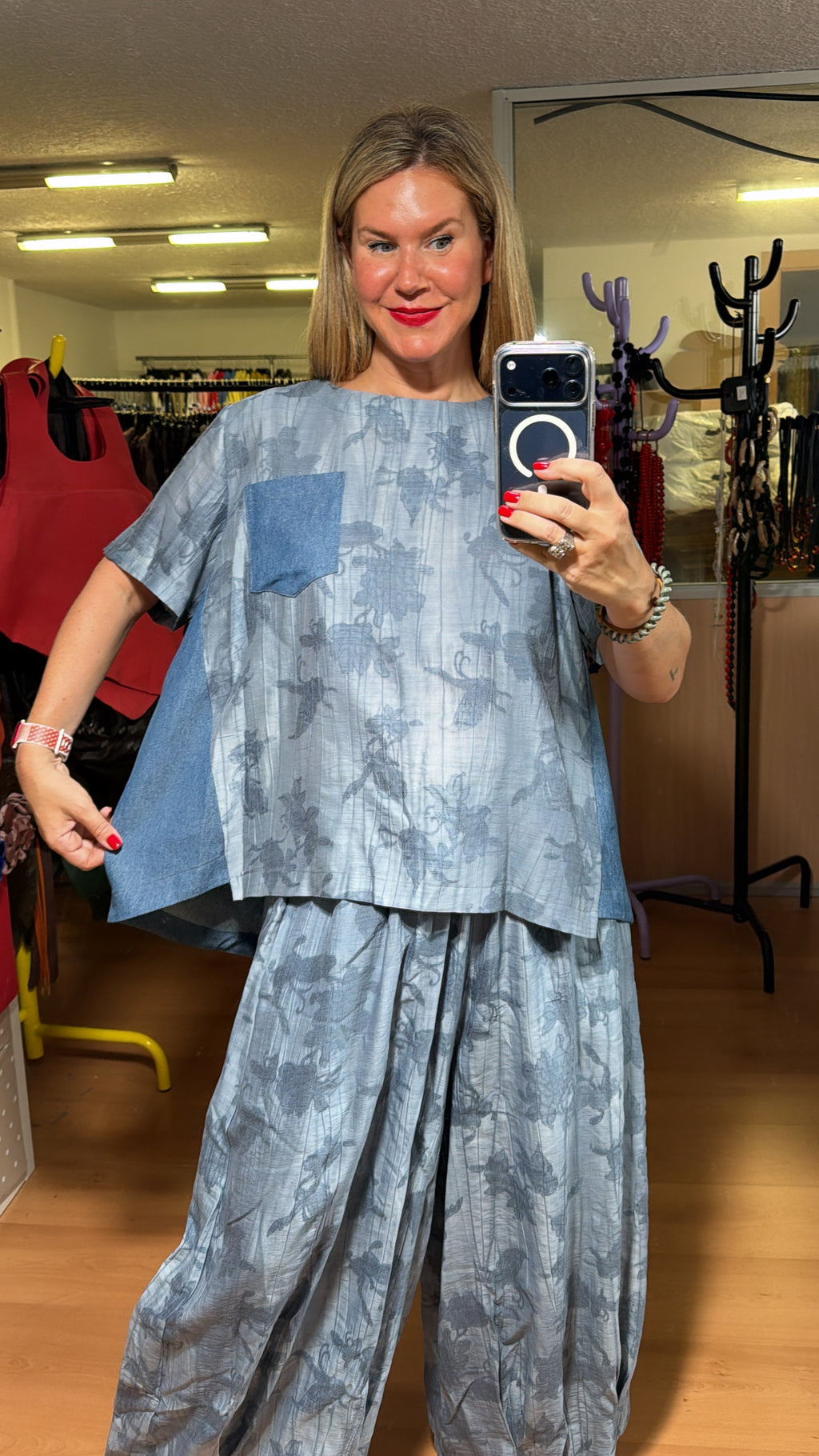 Blusa floral vaquera
