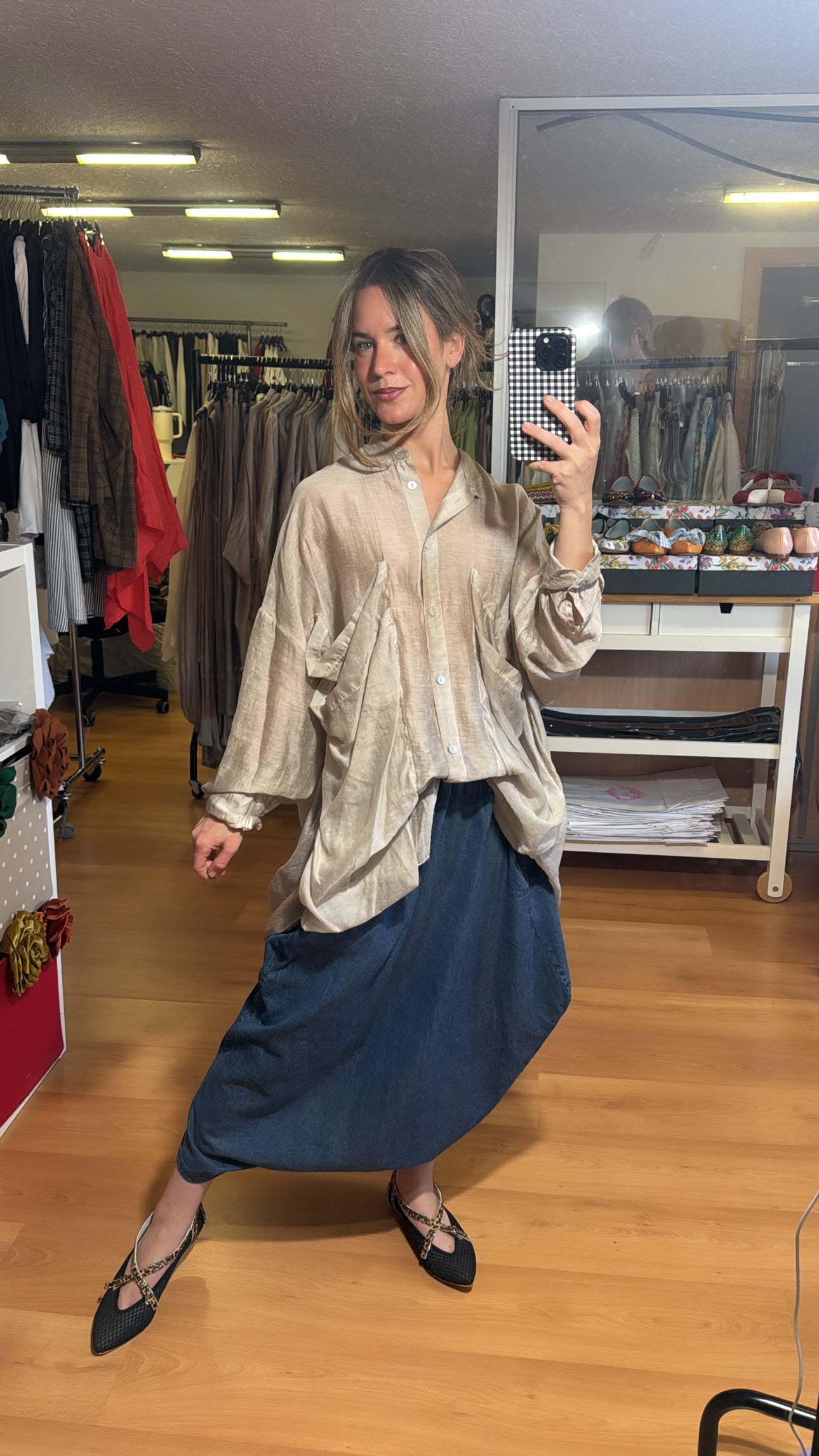 Camisa en lino y tencel