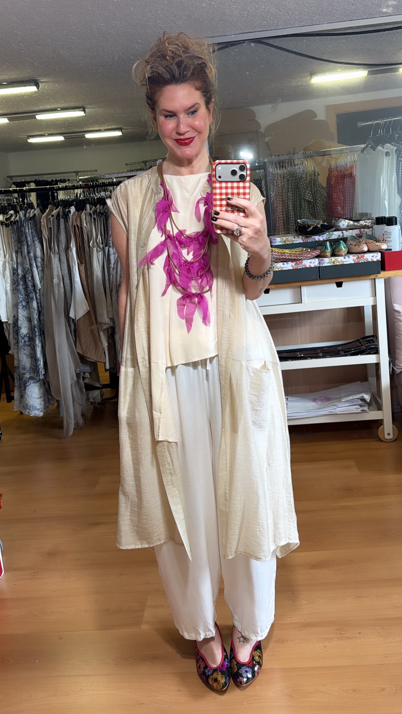 Chaleco/ vestido lino con botones