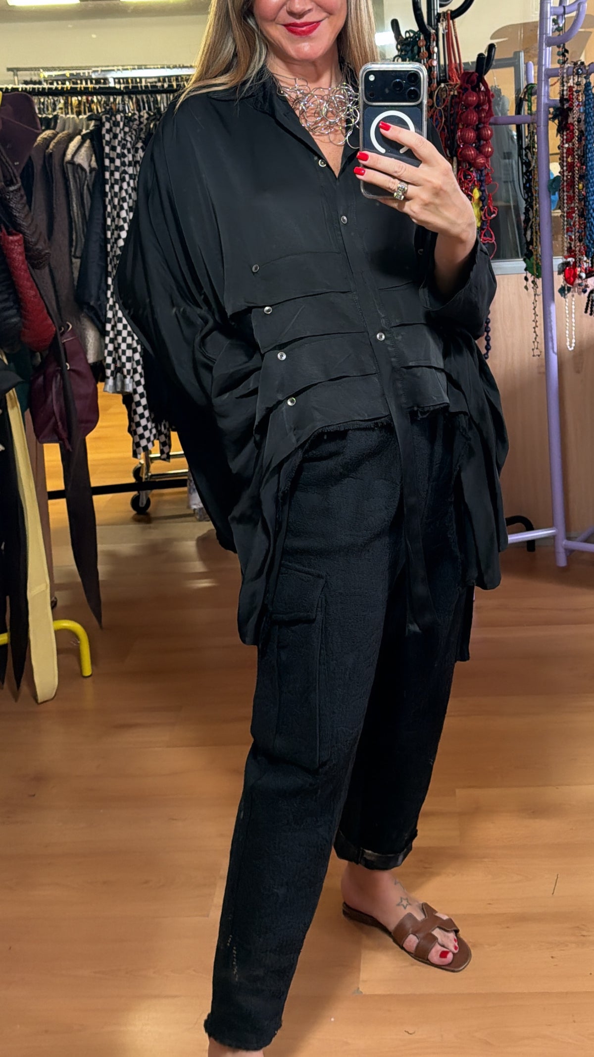 Pantalón negro  Lazo cintura
