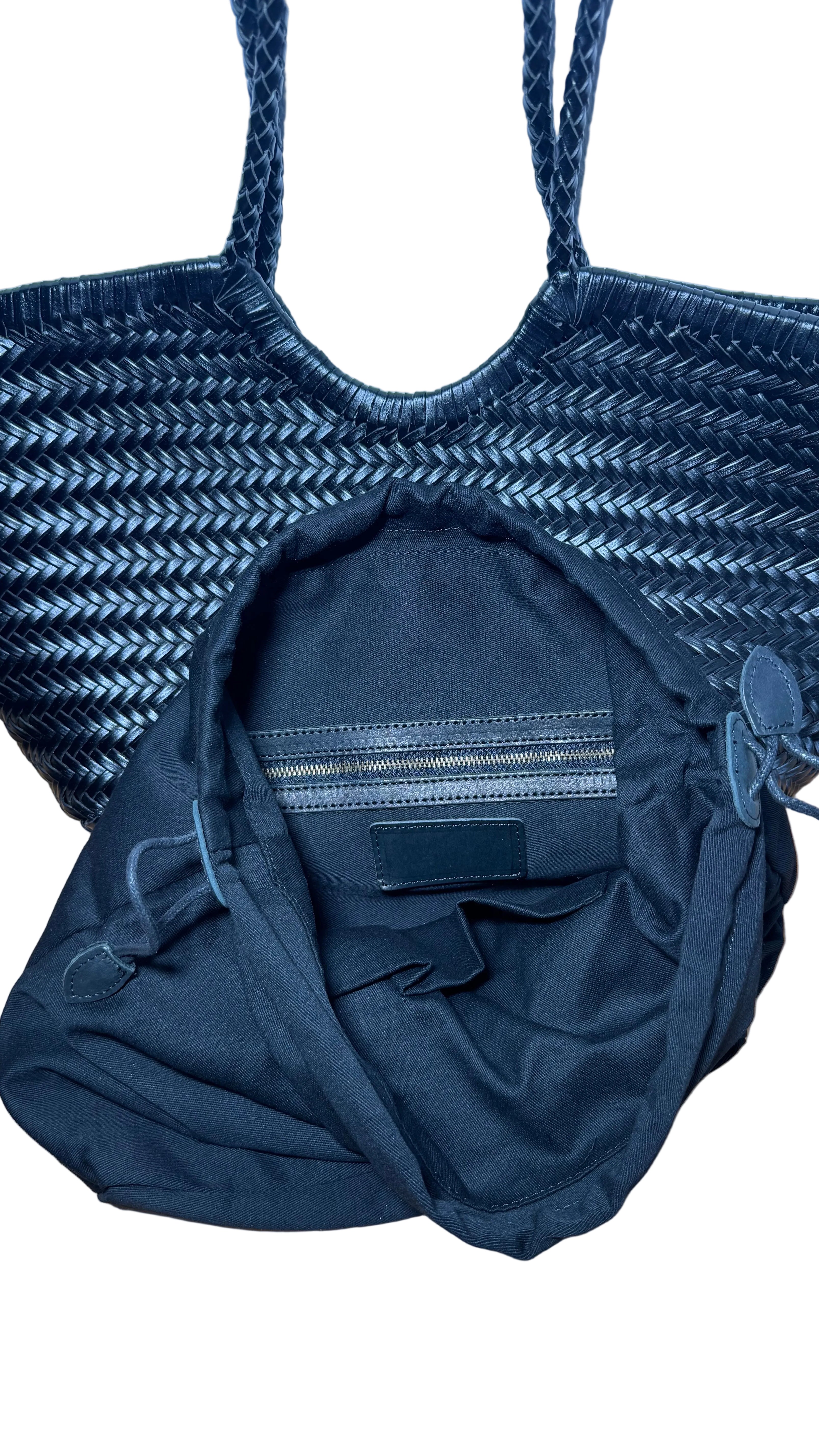 Bolso de piel trenzada negro