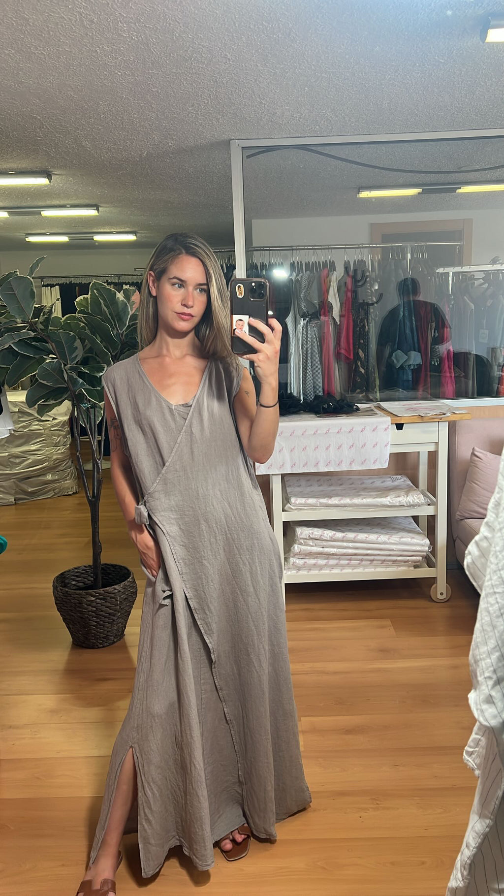 Vestido lino lazada