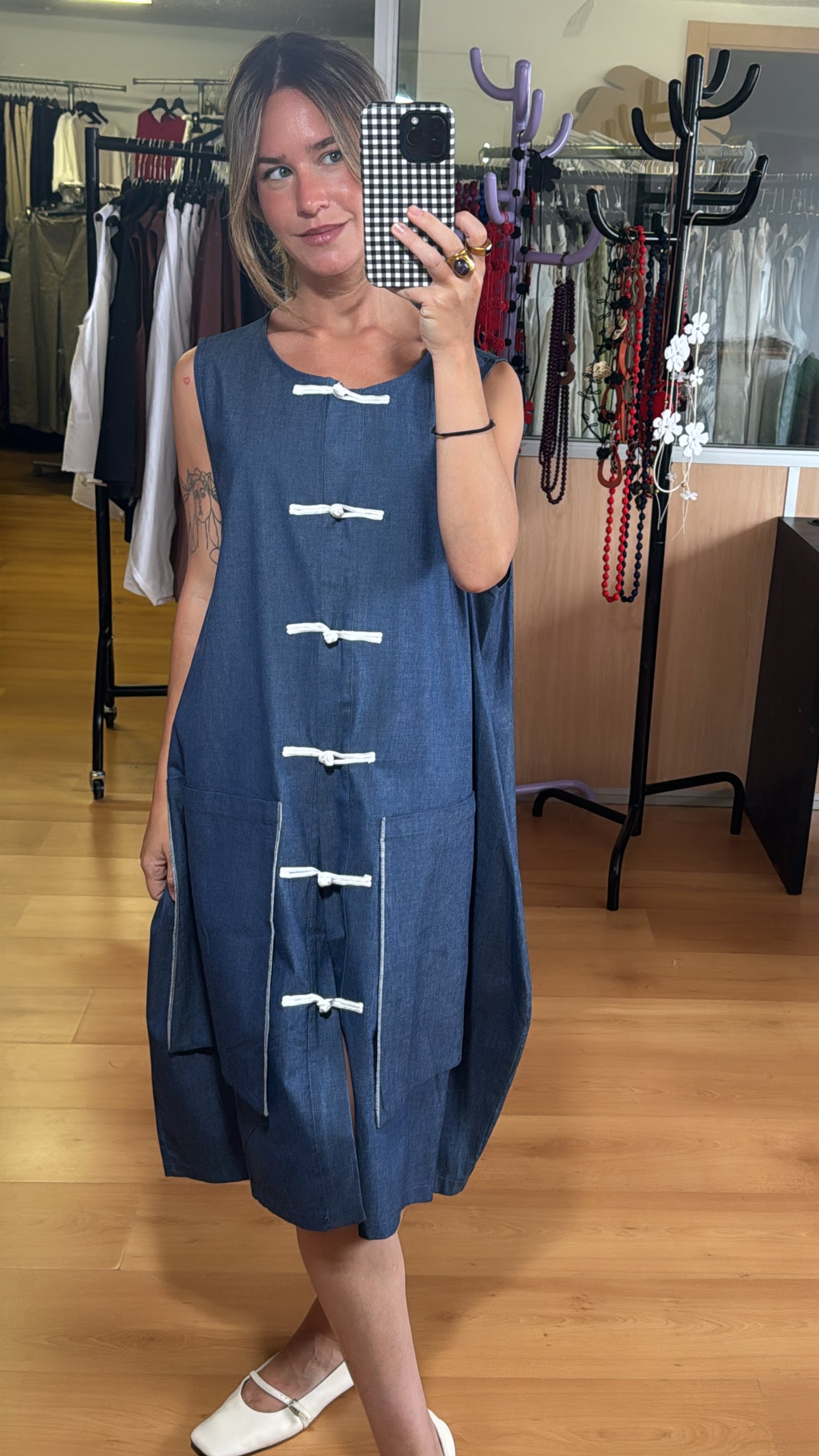 Vestido nudos vaquero