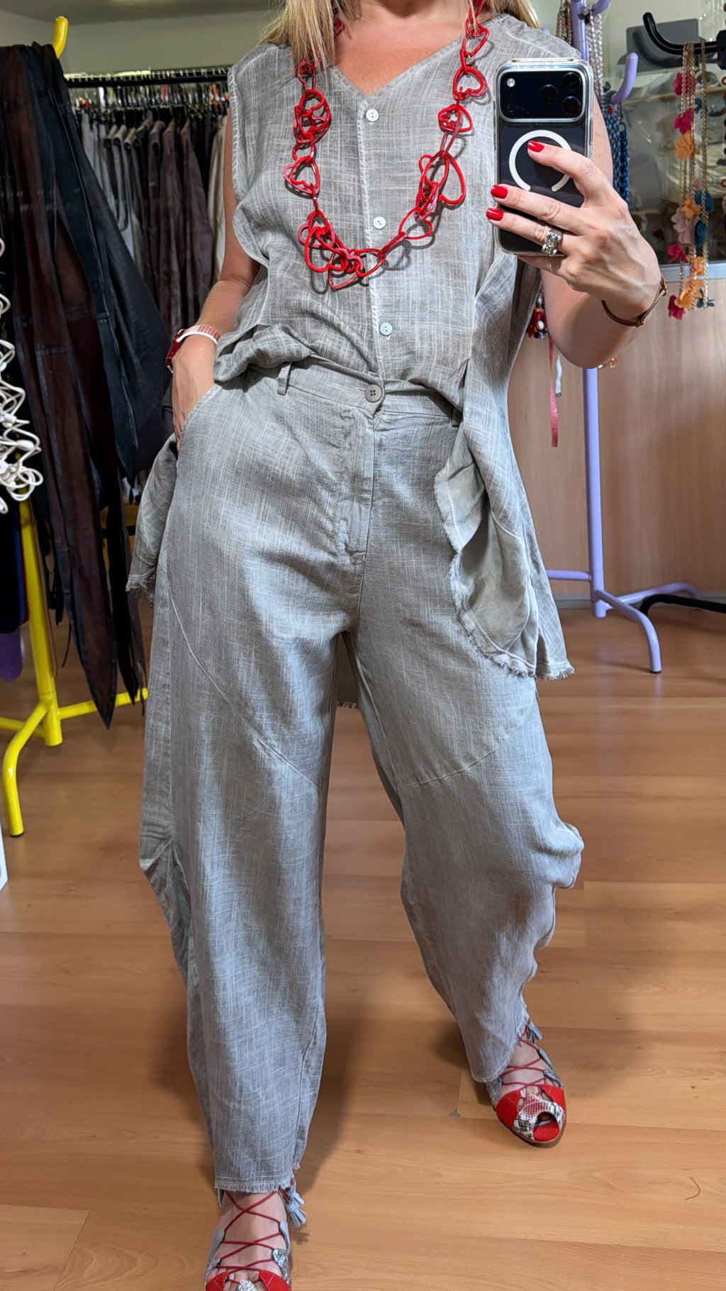 Pantalón lino natural