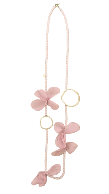 Collar cuentas cristal y flor