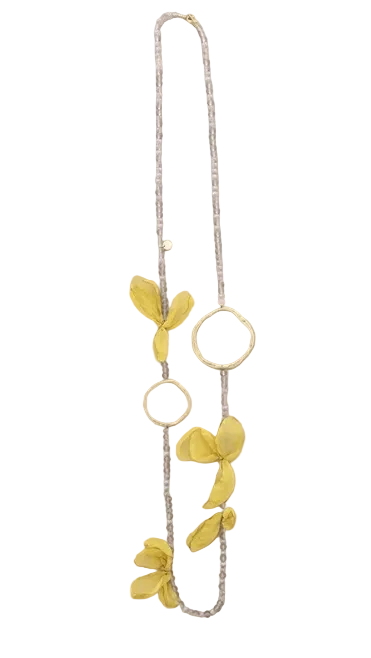 Collar cuentas cristal y flor