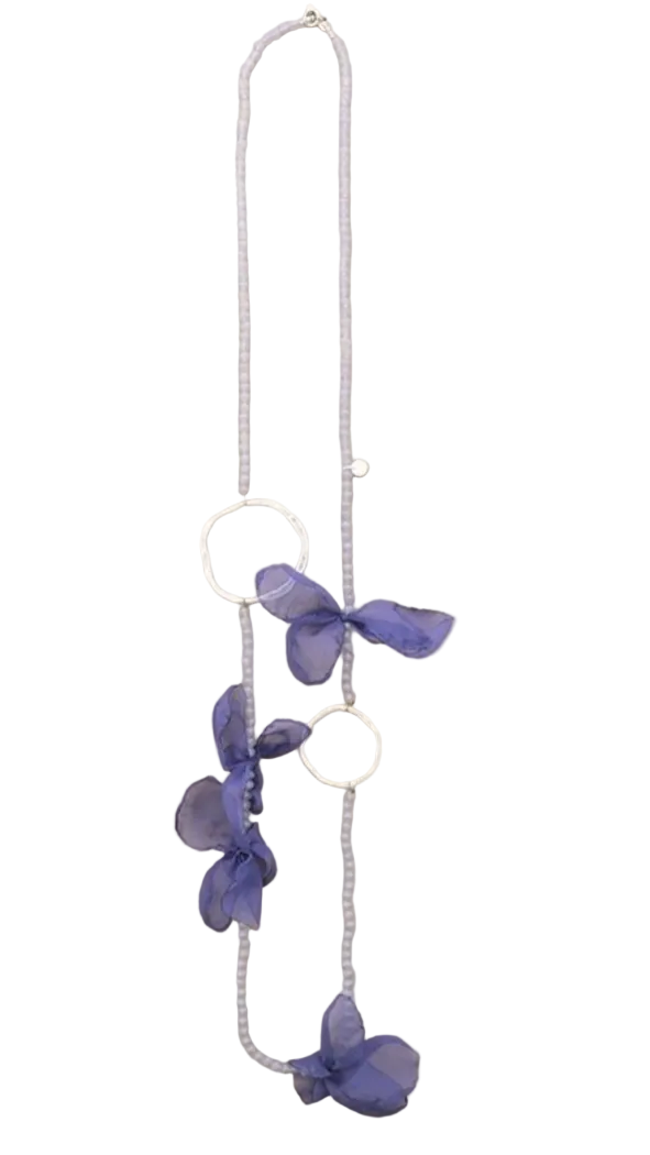 Collar cuentas cristal y flor
