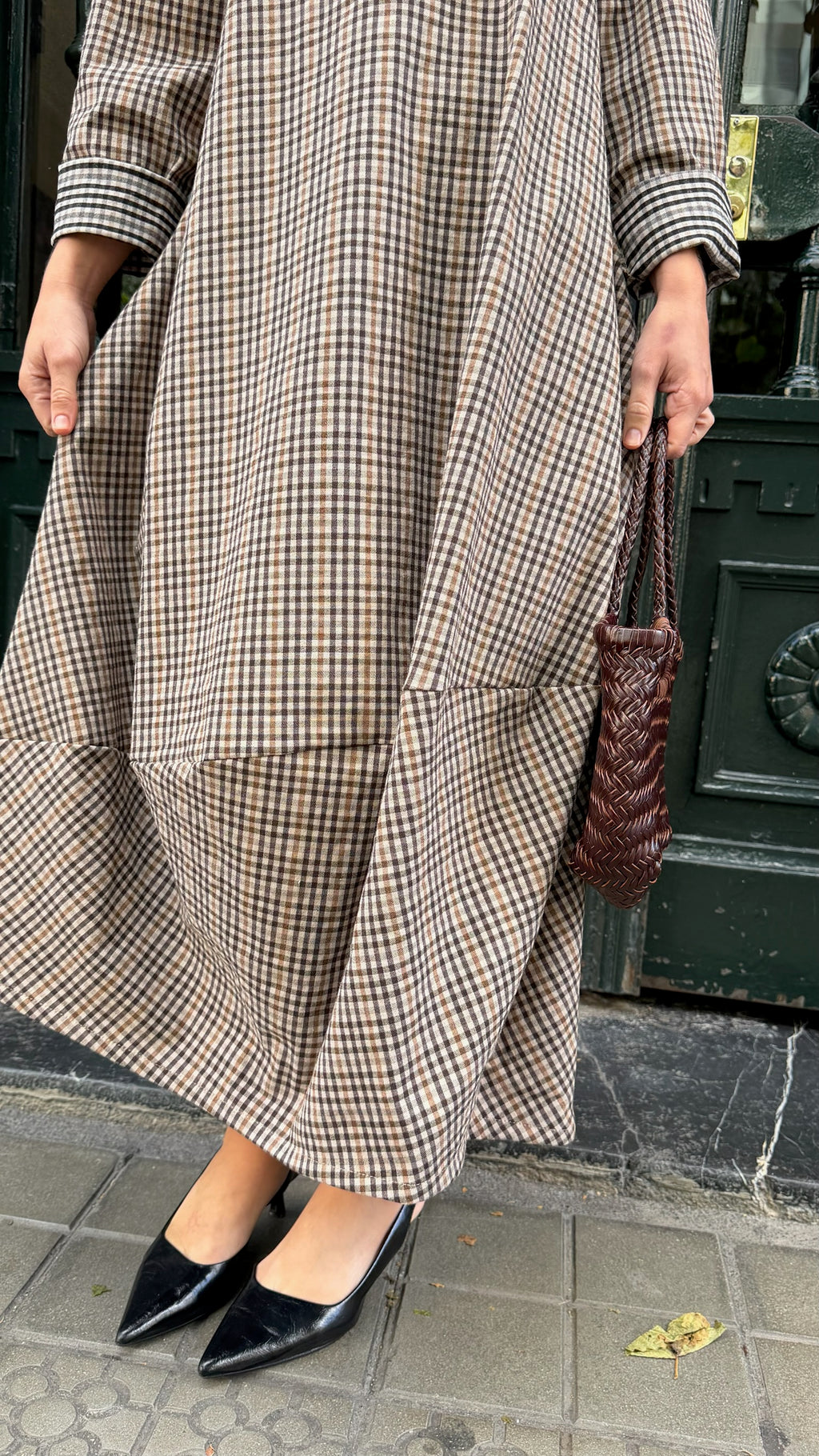 Vestido vichy marrón