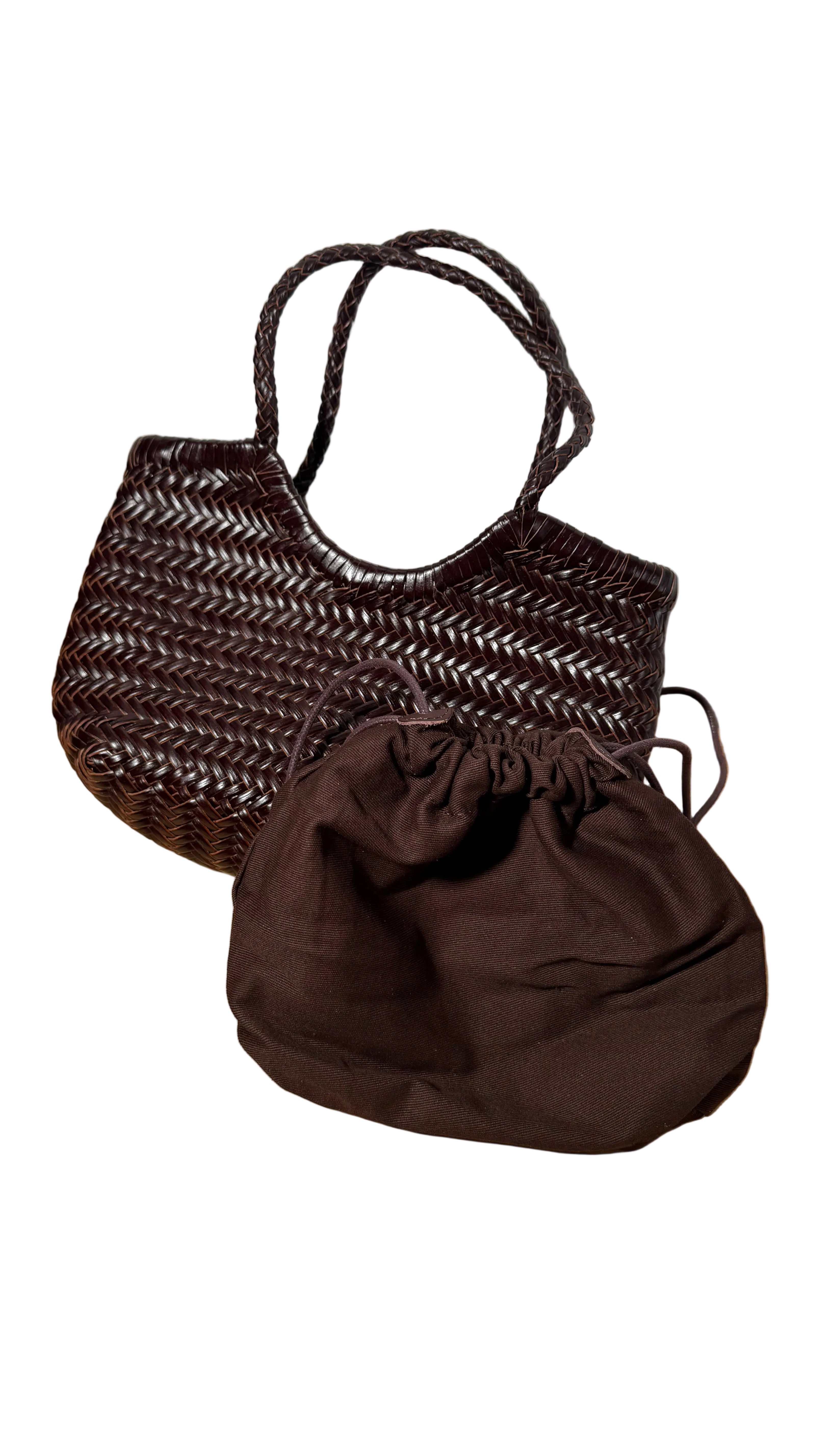 Bolso de piel trenzada marrón