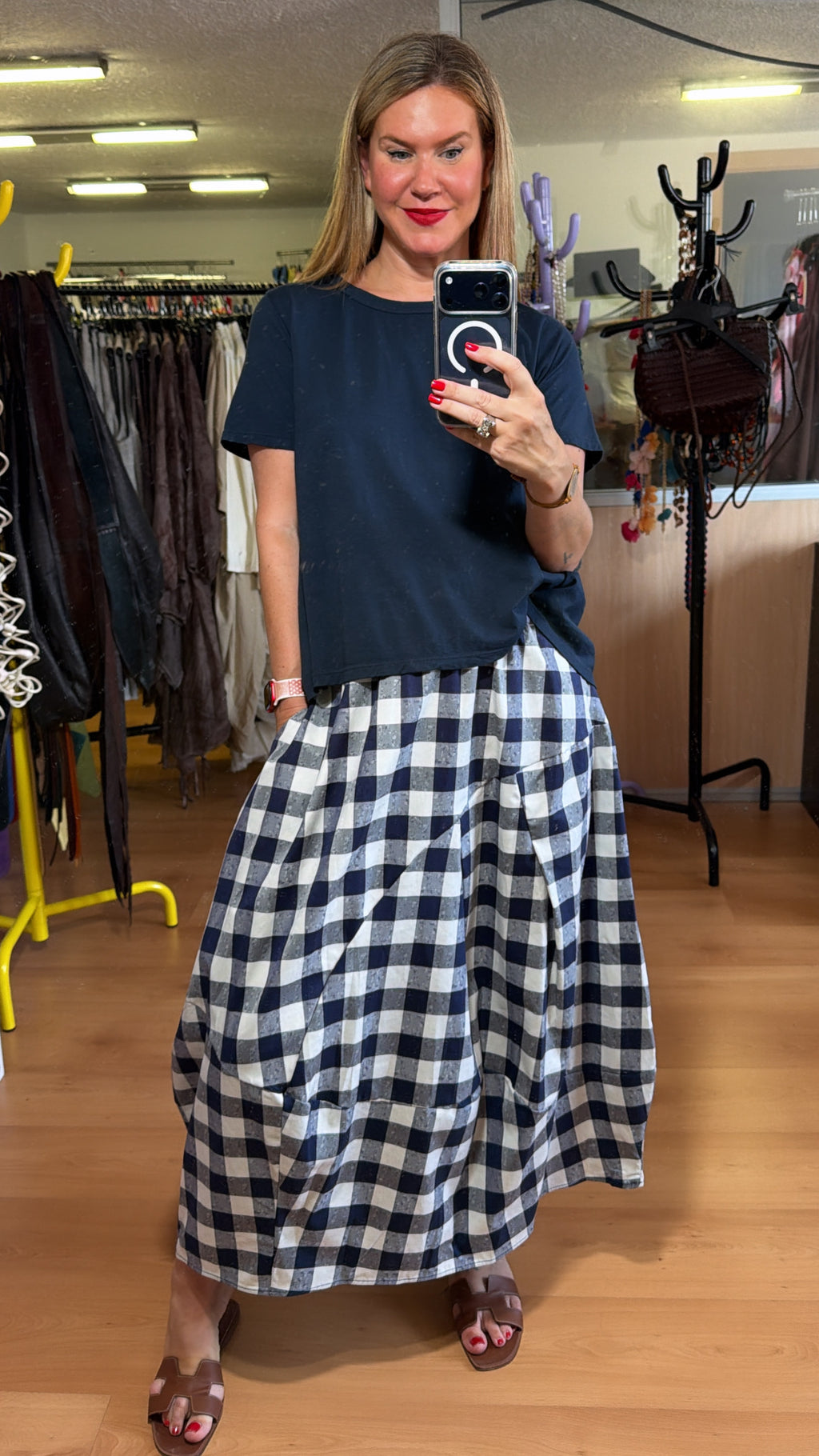 Falda cuadro Vichy azul