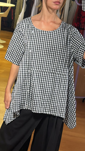 Blusa Vichy asimétrica