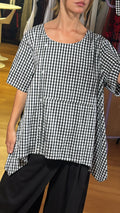 Blusa Vichy asimétrica