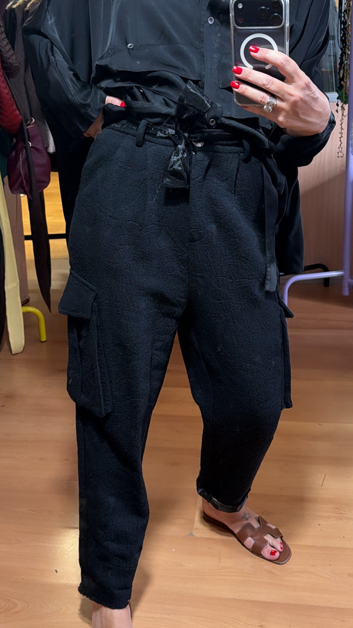 Pantalón negro  Lazo cintura