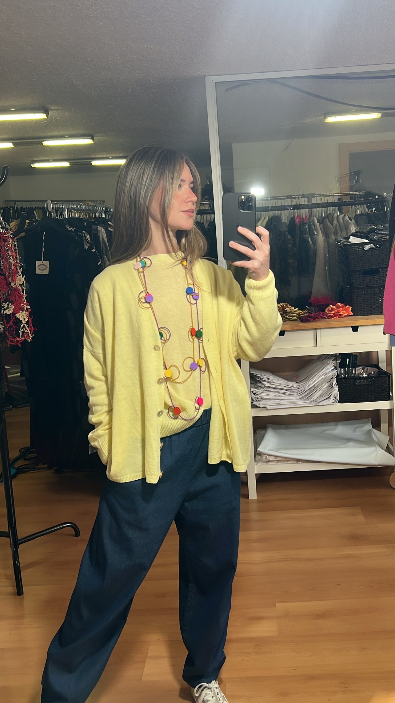Jersey manga larga con botones cashmere y lana