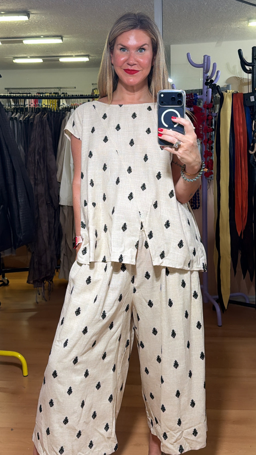 Pantalon palazzo bordado