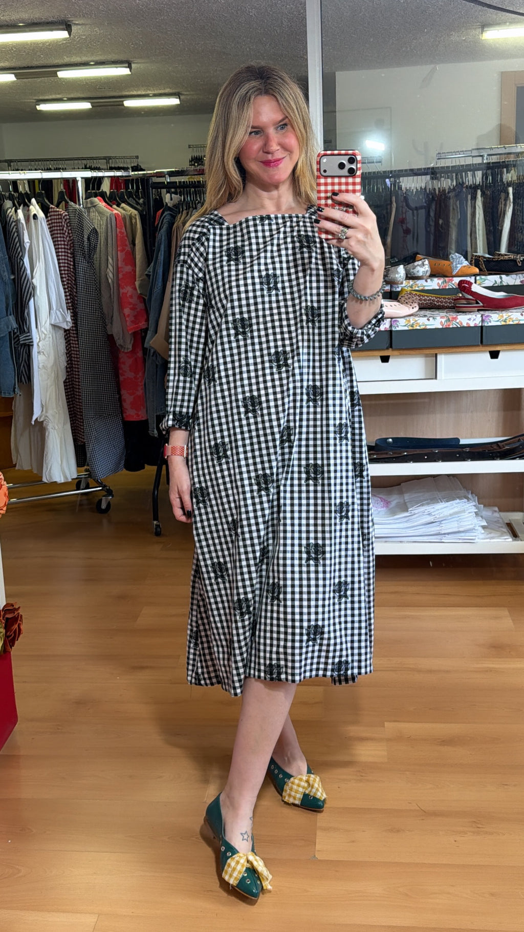 Vestido Vichy floral