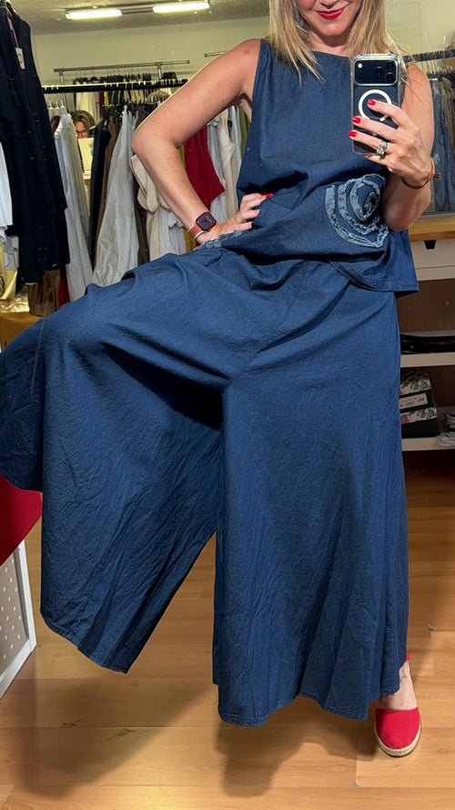 Pantalón vaquero palazzo
