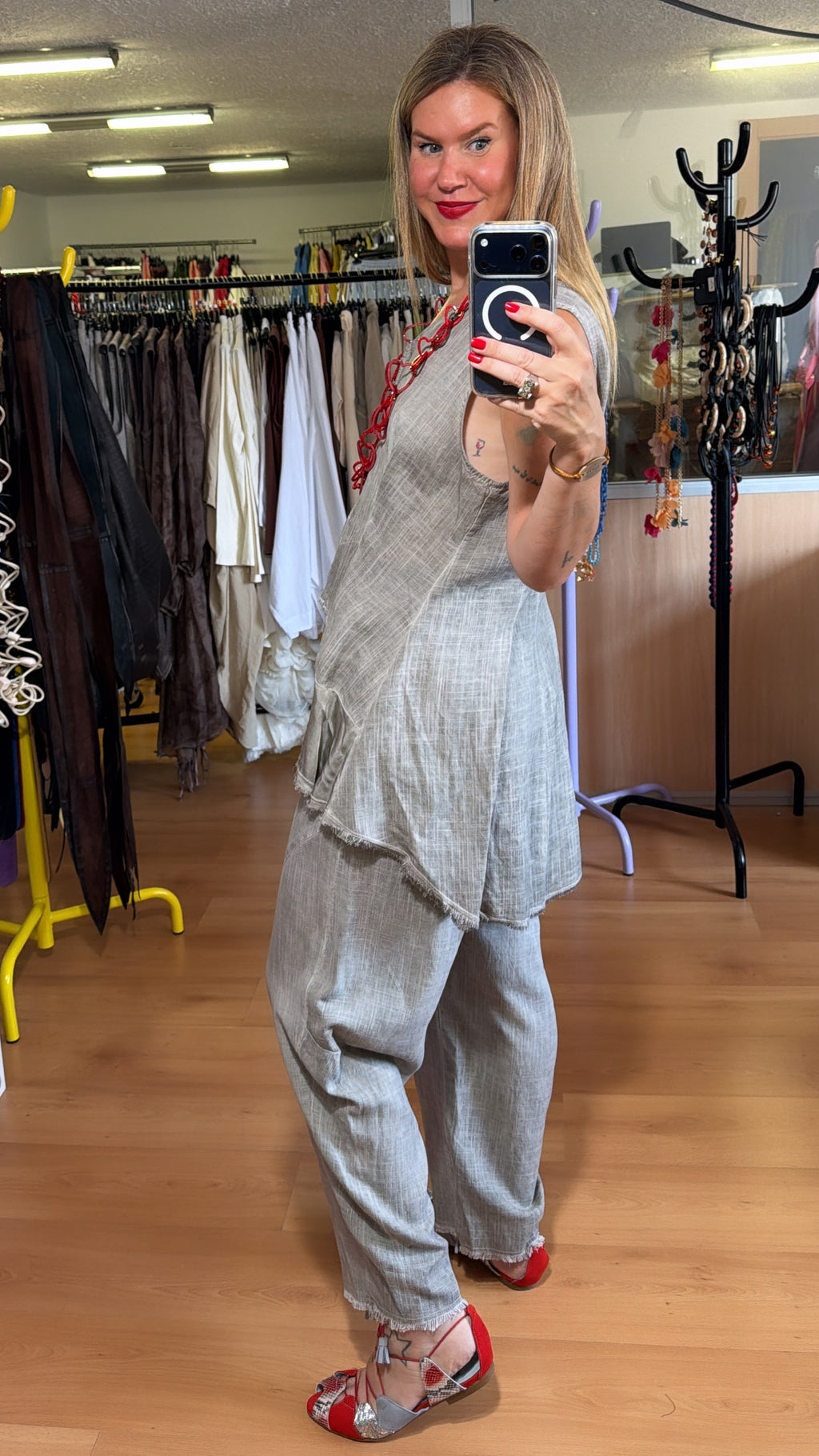 Blusa asimétrica lino natural