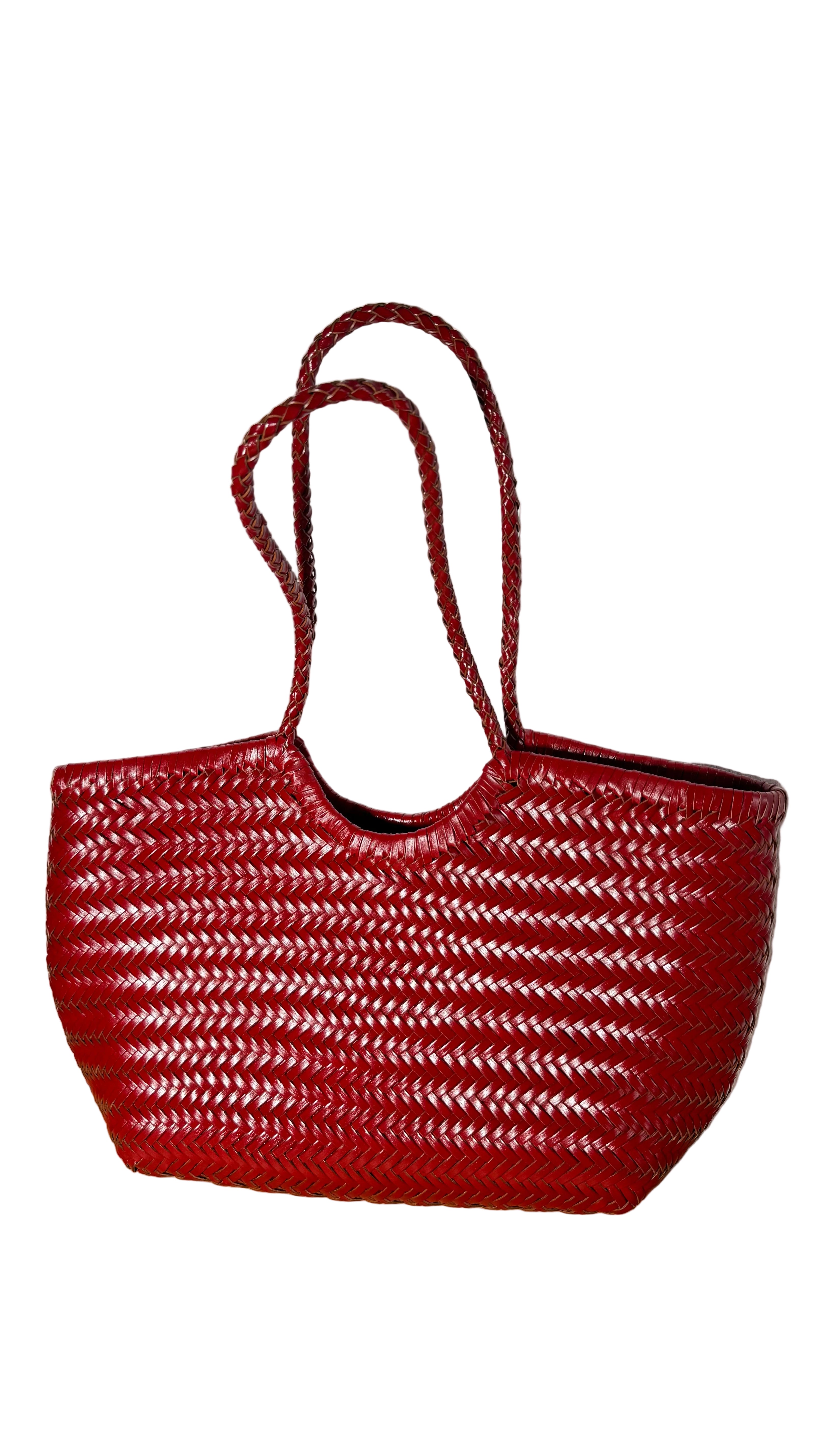 Bolso de piel trenzada rojo