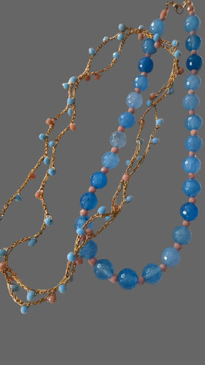 Collar doble jade azul