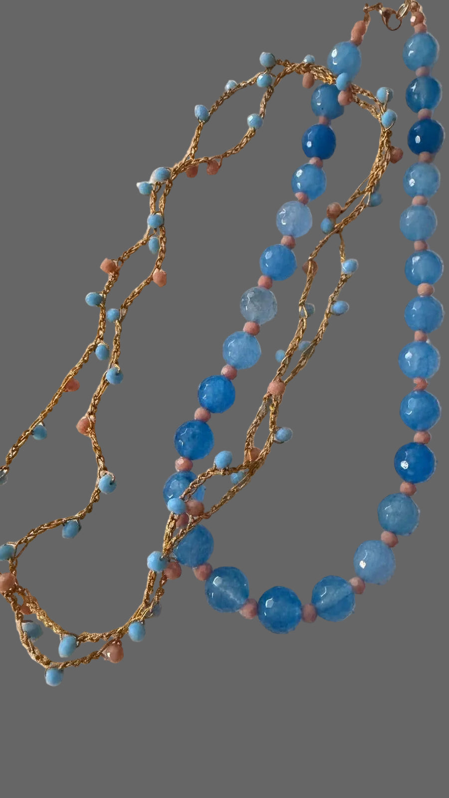 Collar doble jade azul
