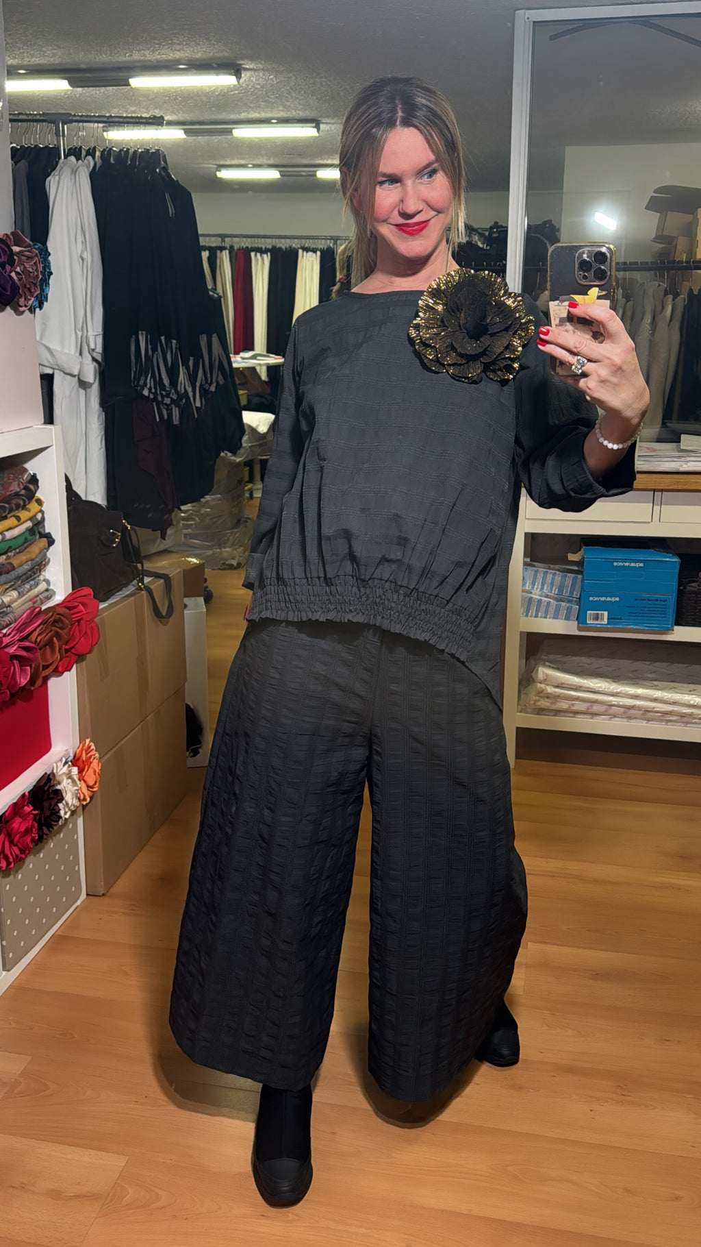 Pantalón palazzo gris oscuro