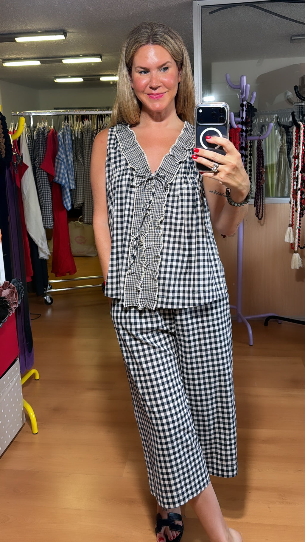 Conjunto Vichy sin mangas