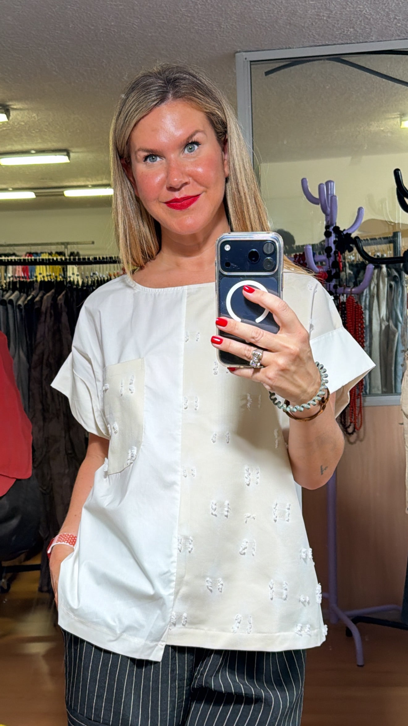 Blusa combinada con textura