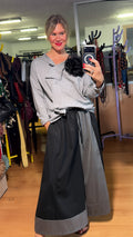 Pantalón palazzo negro y gris