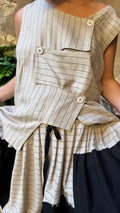 Blusa lino rayas asimétricas