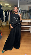 Pantalón negro palazzo lino