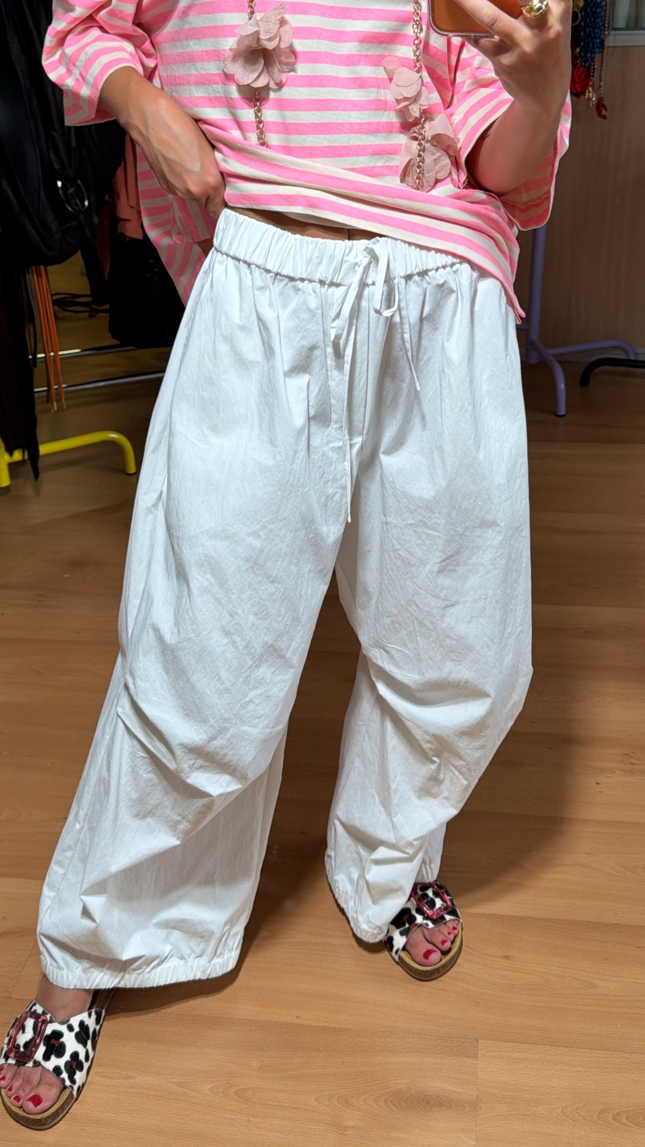 Pantalón globo blanco