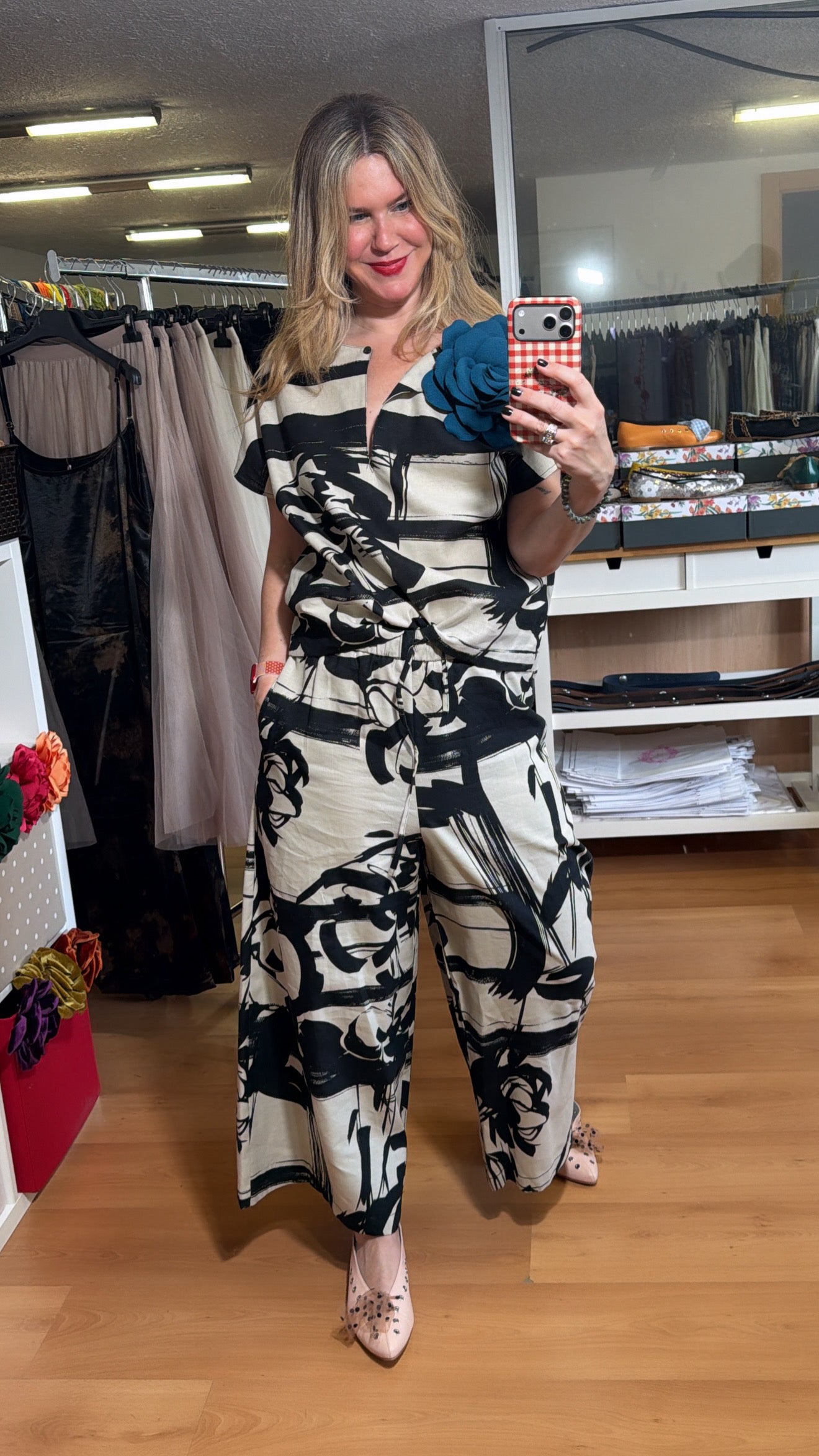 Blusa lino estampado abstracto
