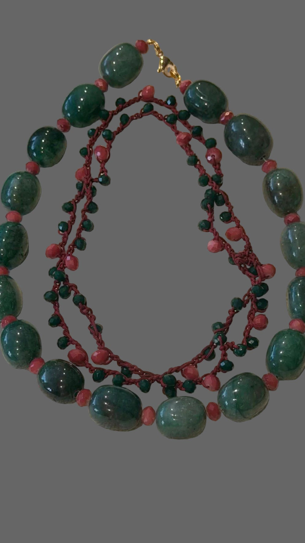 Collar doble aventurina y cristal