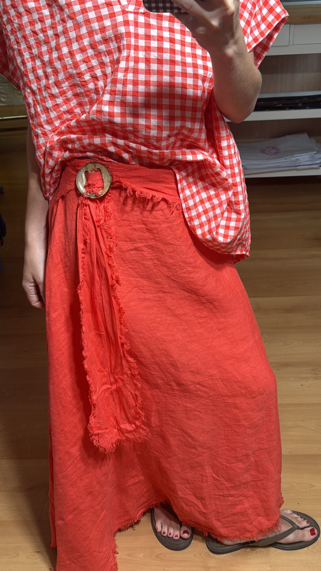Falda lino con cinturón