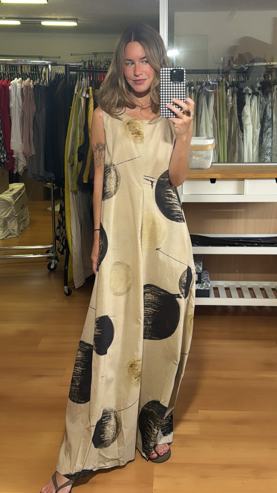 Vestido estampado de círculos efecto pincelada