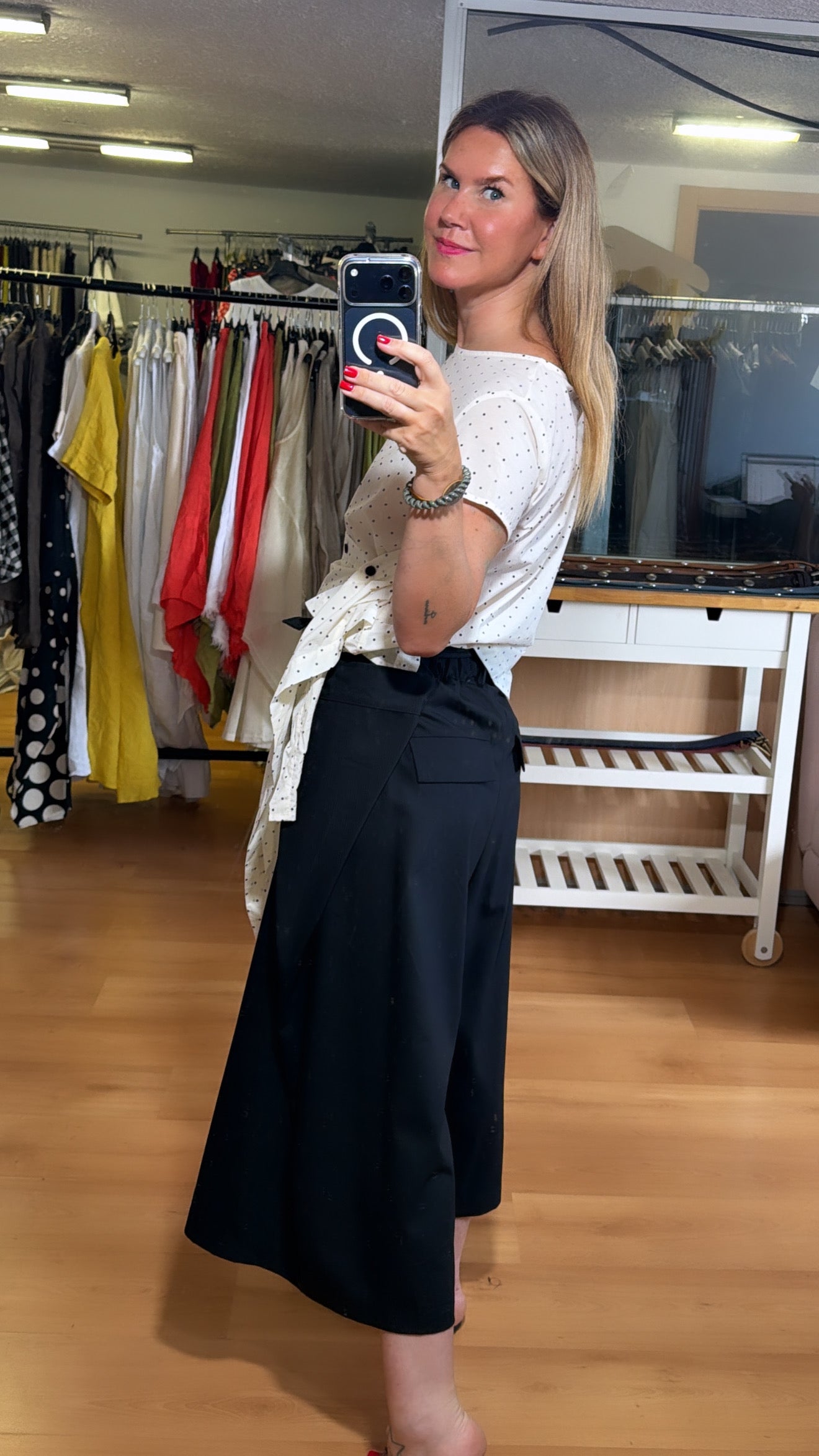 Pantalón palazzo negro lazo