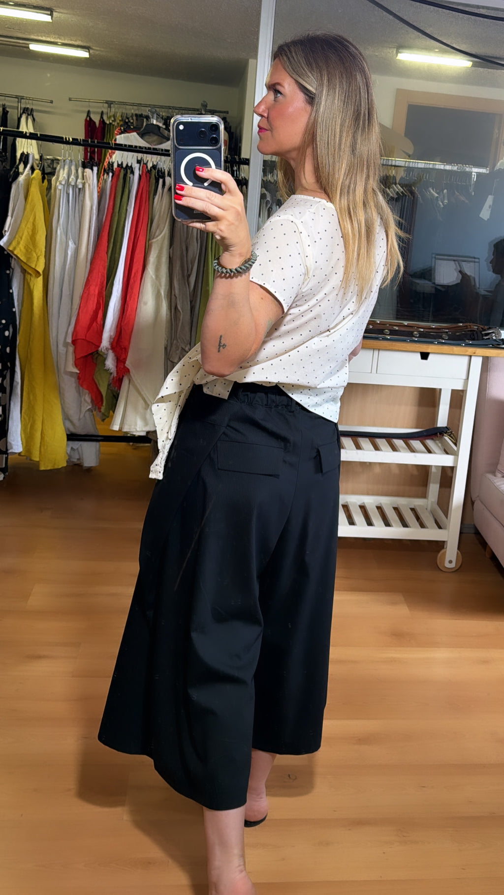 Pantalón palazzo negro lazo